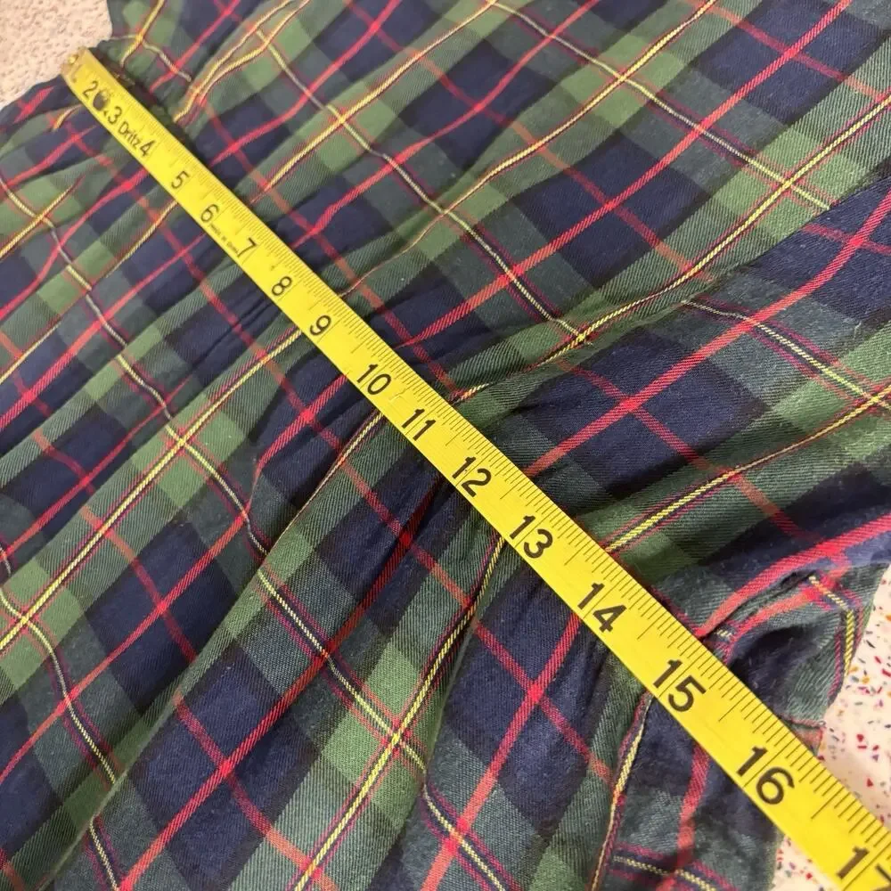 BERNINI Women’s Green Plaid School Yard Mock Collar Top Shirt Punk Emo Alt M